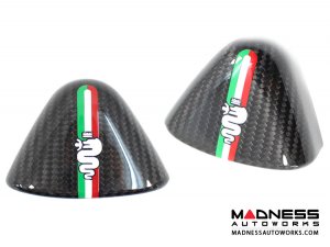 Alfa Romeo 4C Carbon Fiber Upper Safety Belt Ring Cover - Italian Alfa Flag Theme